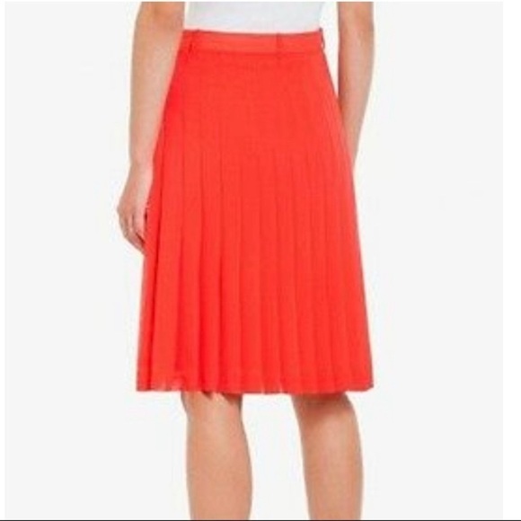 BCBG MAX AZRIA BRIGHT POPPY BONITA PLEATED MIDI CHIFFON SKIRT size 0 - Picture 2 of 13